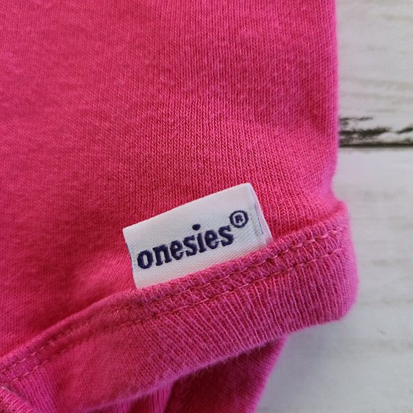 ♡ 5/$20 - Gerber Girl's Magenta Pink Giraffe Bird Heart Flower Bodysuit 0-3mo. - Picture 4 of 5